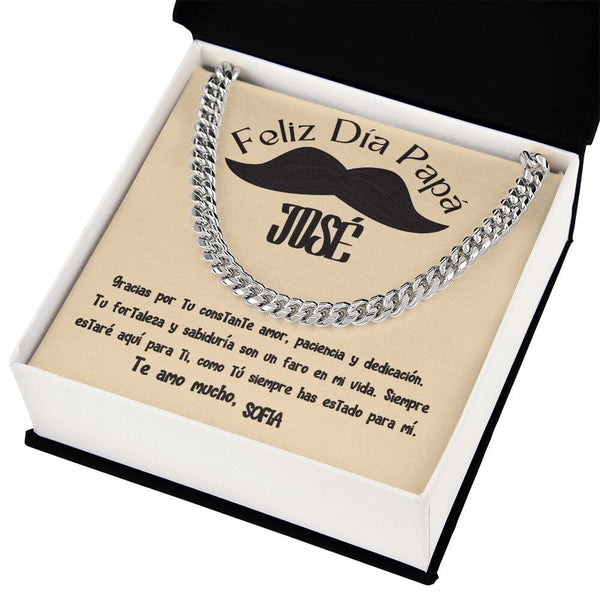 Collar de Cadena Cubana en Caja de Regalo con Tarjeta Personalizada - Un Tributo a la Amor de un Padre Jewelry/CubanLink 