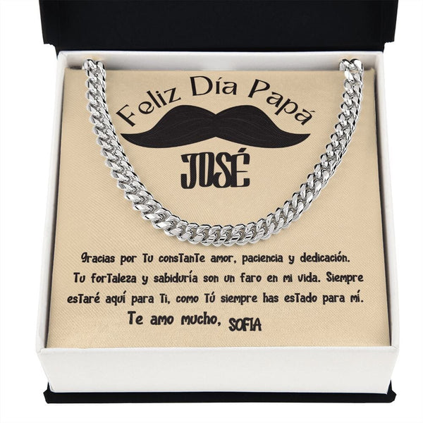 Collar de Cadena Cubana en Caja de Regalo con Tarjeta Personalizada - Un Tributo a la Amor de un Padre Jewelry/CubanLink Stainless Steel Standard Box 