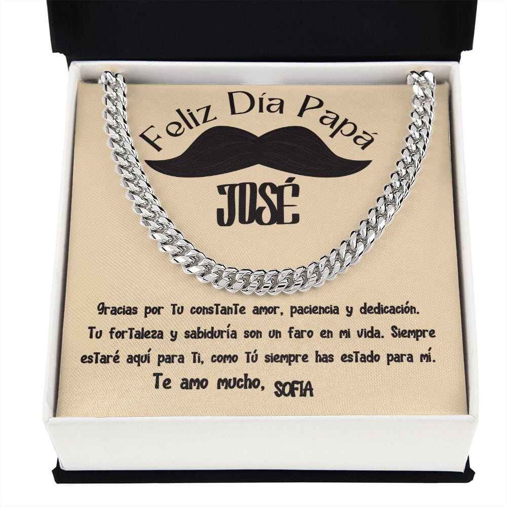 Collar de Cadena Cubana en Caja de Regalo con Tarjeta Personalizada - Un Tributo a la Amor de un Padre Jewelry/CubanLink Stainless Steel Standard Box 
