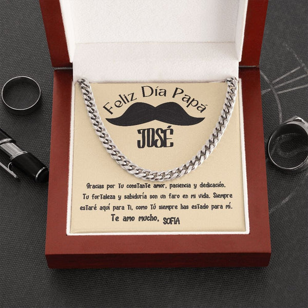 Collar de Cadena Cubana en Caja de Regalo con Tarjeta Personalizada - Un Tributo a la Amor de un Padre Jewelry/CubanLink 