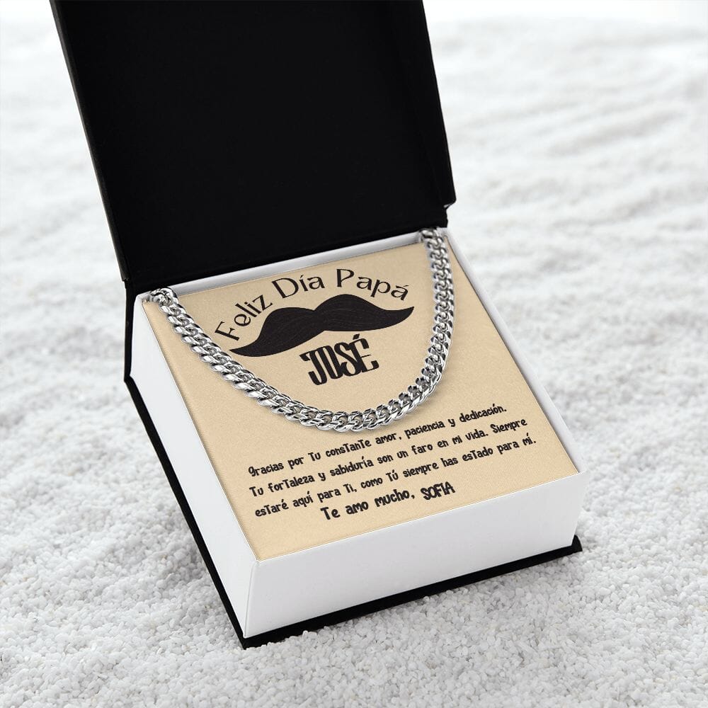Collar de Cadena Cubana en Caja de Regalo con Tarjeta Personalizada - Un Tributo a la Amor de un Padre Jewelry/CubanLink 