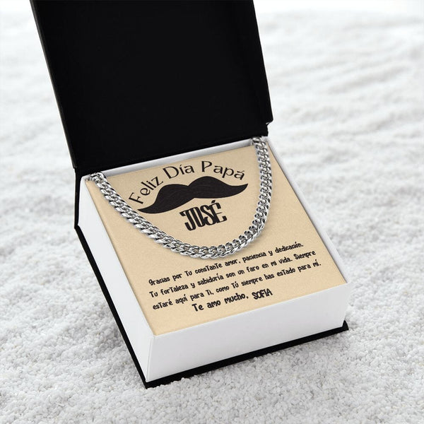 Collar de Cadena Cubana en Caja de Regalo con Tarjeta Personalizada - Un Tributo a la Amor de un Padre Jewelry/CubanLink 