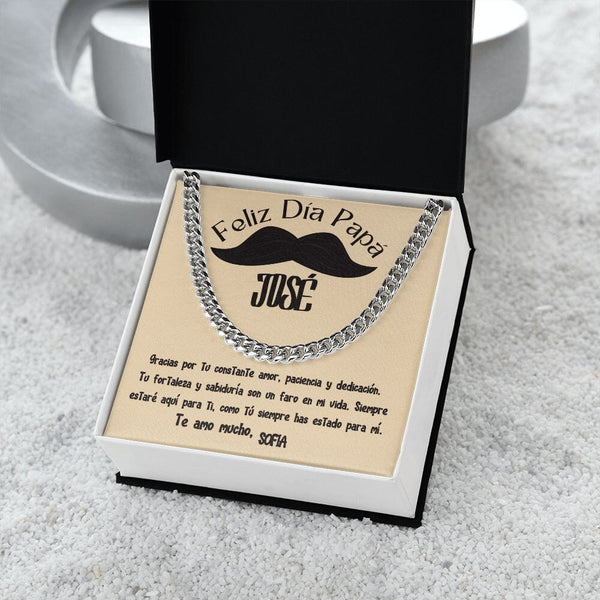 Collar de Cadena Cubana en Caja de Regalo con Tarjeta Personalizada - Un Tributo a la Amor de un Padre Jewelry/CubanLink 
