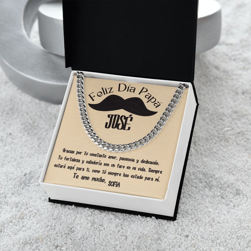 Collar de Cadena Cubana en Caja de Regalo con Tarjeta Personalizada - Un Tributo a la Amor de un Padre Jewelry/CubanLink 