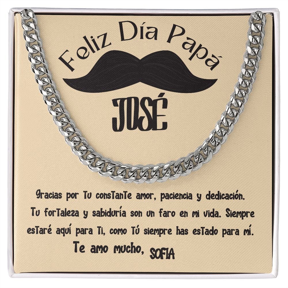 Collar de Cadena Cubana en Caja de Regalo con Tarjeta Personalizada - Un Tributo a la Amor de un Padre Jewelry/CubanLink 