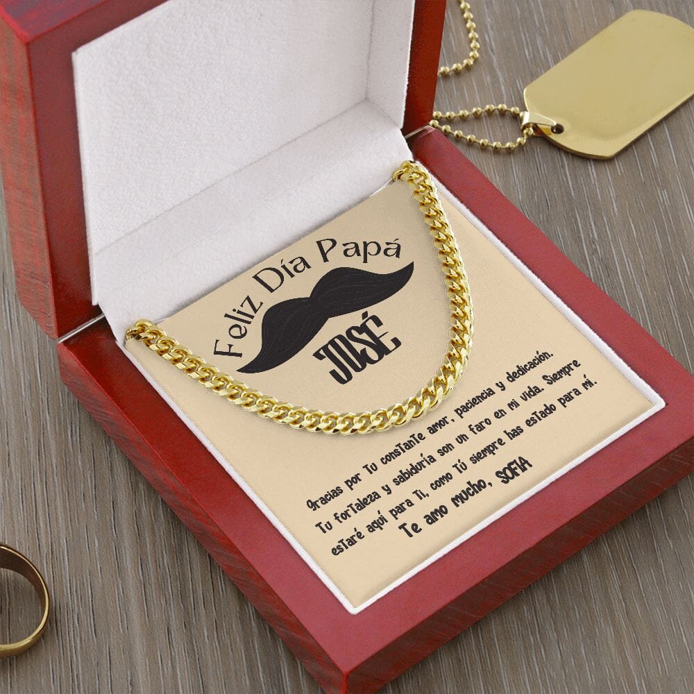 Collar de Cadena Cubana en Caja de Regalo con Tarjeta Personalizada - Un Tributo a la Amor de un Padre Jewelry/CubanLink 