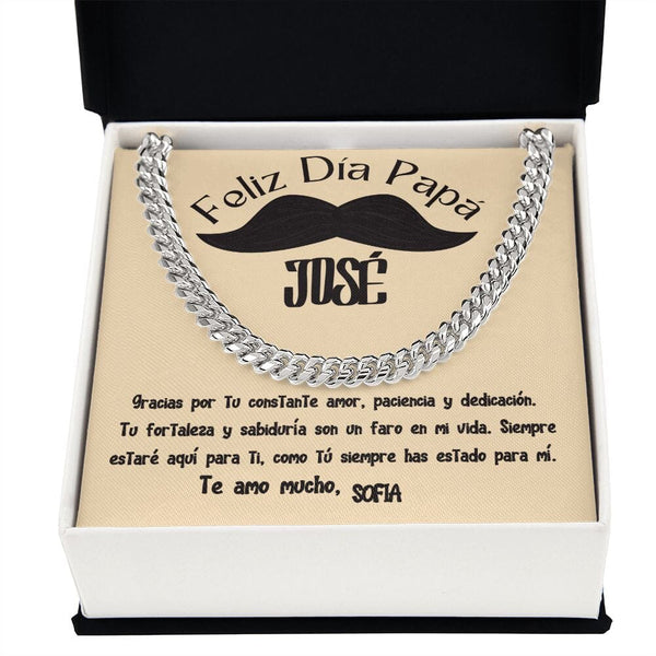 Collar de Cadena Cubana en Caja de Regalo con Tarjeta Personalizada - Un Tributo a la Amor de un Padre Jewelry/CubanLink 