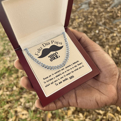 Collar de Cadena Cubana en Caja de Regalo con Tarjeta Personalizada - Un Tributo a la Amor de un Padre Jewelry/CubanLink 