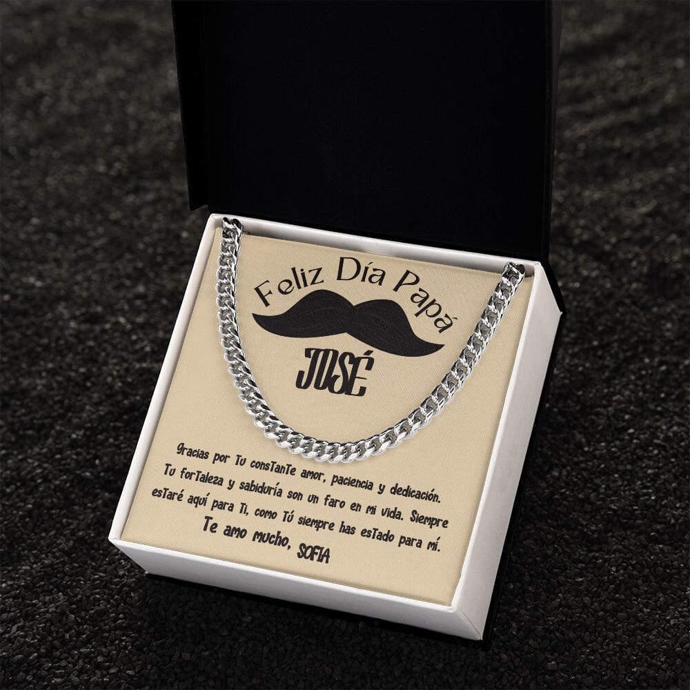 Collar de Cadena Cubana en Caja de Regalo con Tarjeta Personalizada - Un Tributo a la Amor de un Padre Jewelry/CubanLink 