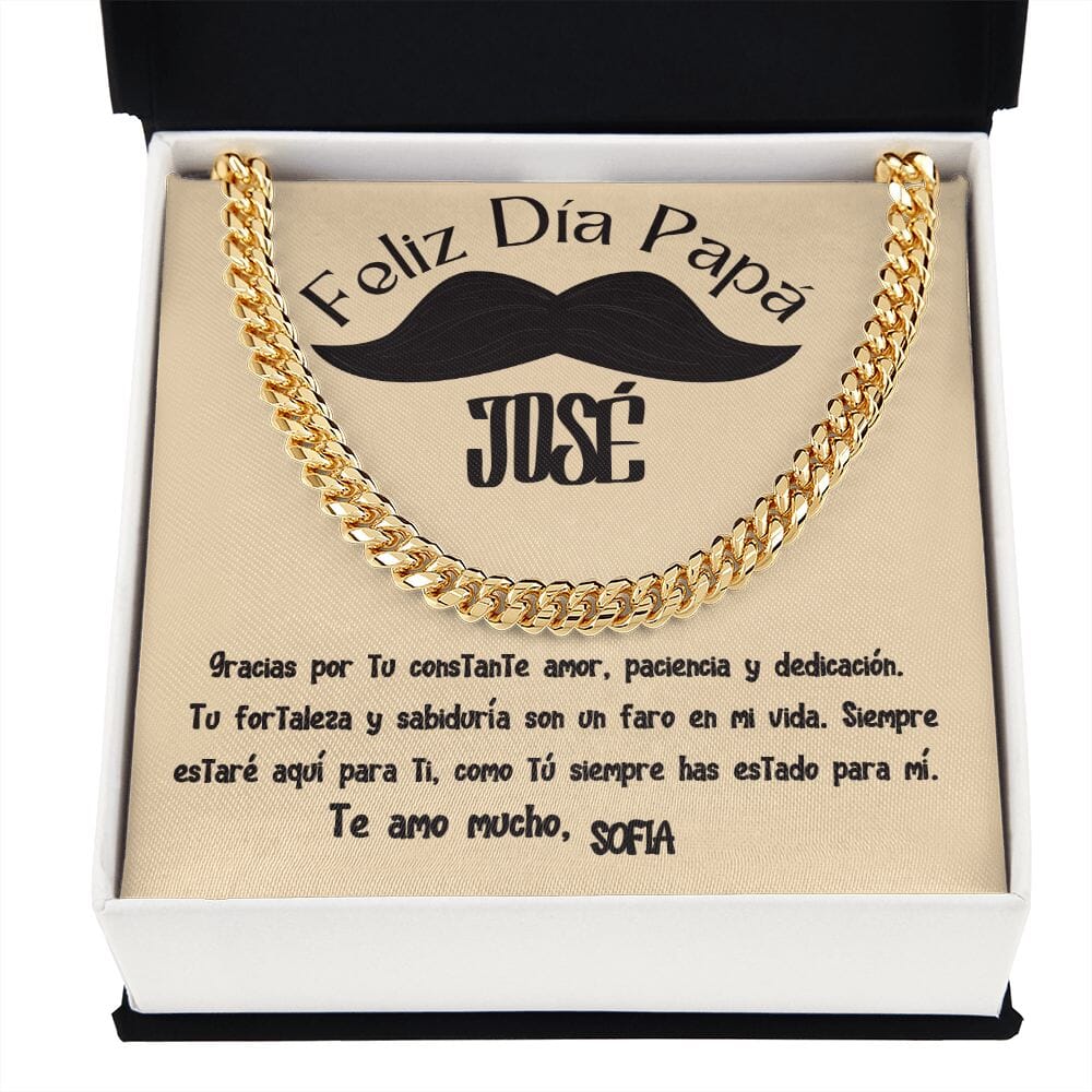 Collar de Cadena Cubana en Caja de Regalo con Tarjeta Personalizada - Un Tributo a la Amor de un Padre Jewelry/CubanLink 