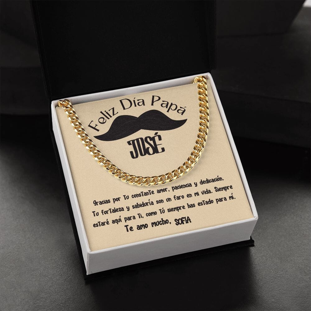 Collar de Cadena Cubana en Caja de Regalo con Tarjeta Personalizada - Un Tributo a la Amor de un Padre Jewelry/CubanLink 