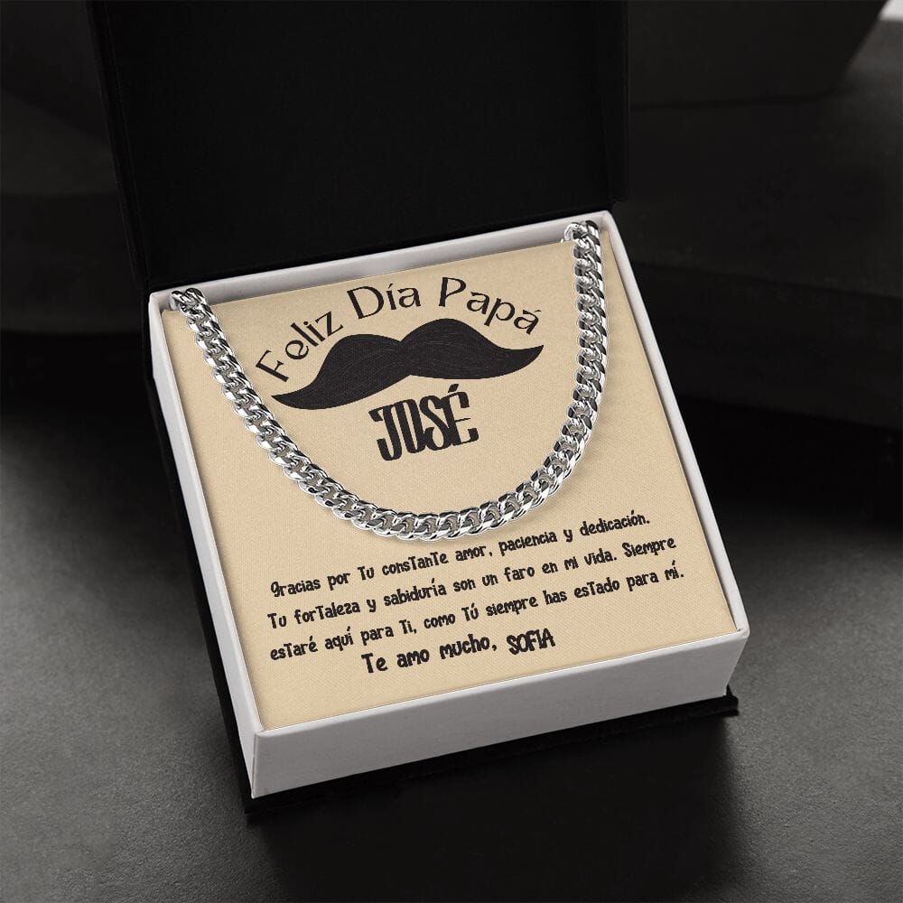Collar de Cadena Cubana en Caja de Regalo con Tarjeta Personalizada - Un Tributo a la Amor de un Padre Jewelry/CubanLink 