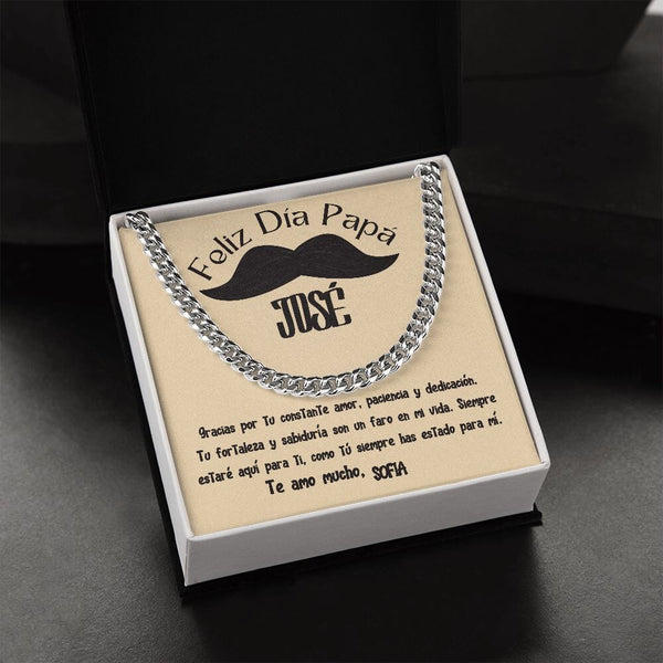 Collar de Cadena Cubana en Caja de Regalo con Tarjeta Personalizada - Un Tributo a la Amor de un Padre Jewelry/CubanLink 