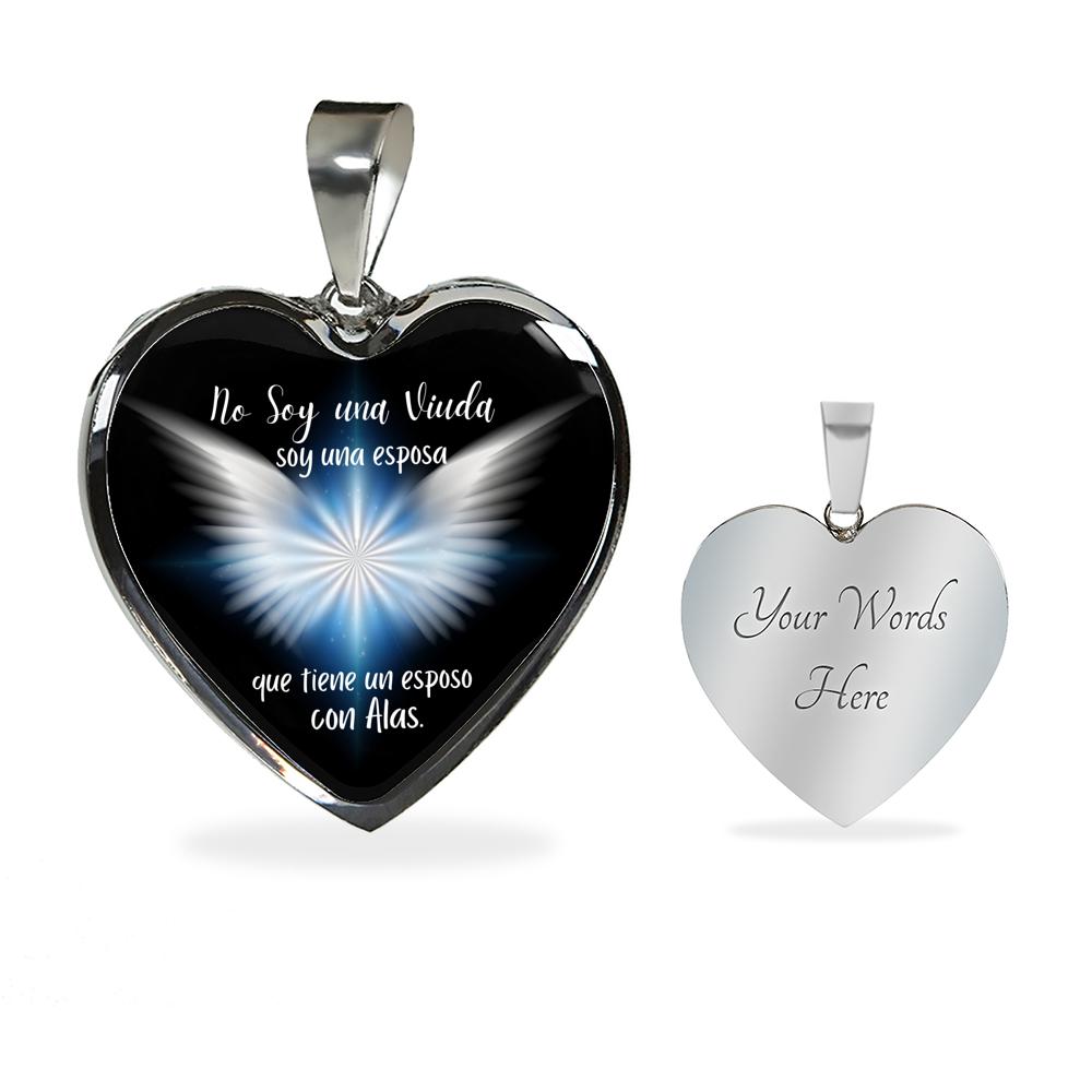Collar de corazón con mensaje para una mujer que su esposo se ha ido al cielo. Jewelry Luxury Necklace (.316 Surgical Steel) Yes 