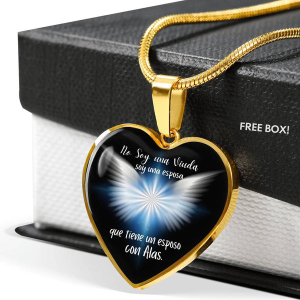 Collar de corazón con mensaje para una mujer que su esposo se ha ido al cielo. Jewelry ShineOn Fulfillment Luxury Necklace (18k Yellow Gold Finish) No 