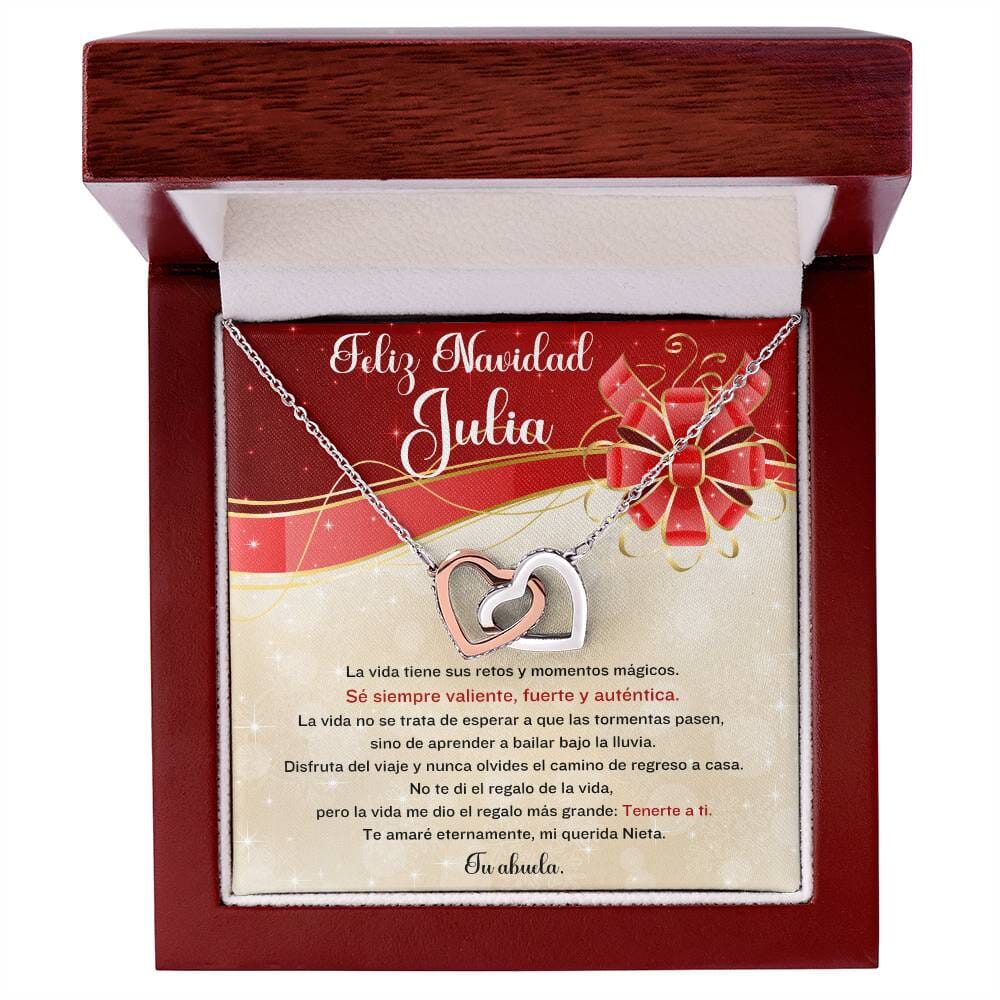 ✨ Collar de Corazones Entrelazados: Un Regalo de Amor Eterno para tu Querida Nieta en esta Navidad ✨ Jewelry Acabado Oro Blanco/Rosa Caja Lujo de Madera con Luz LED 