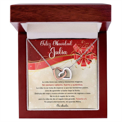 ✨ Collar de Corazones Entrelazados: Un Regalo de Amor Eterno para tu Querida Nieta en esta Navidad ✨ Jewelry Acabado Oro Blanco/Rosa Caja Lujo de Madera con Luz LED 
