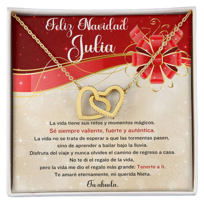 ✨ Collar de Corazones Entrelazados: Un Regalo de Amor Eterno para tu Querida Nieta en esta Navidad ✨ Jewelry Acabado en Oro Amarillo de 18 quilates Caja Estándar (Incluida) 