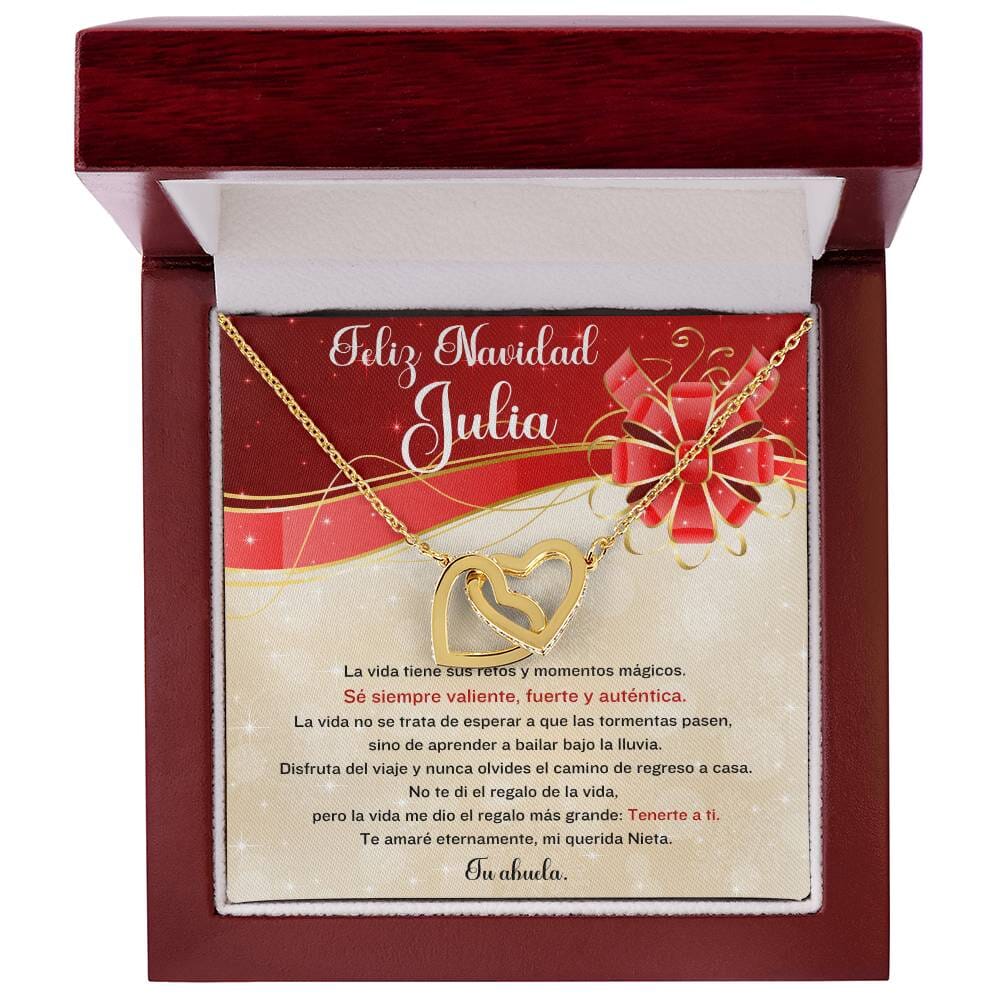 ✨ Collar de Corazones Entrelazados: Un Regalo de Amor Eterno para tu Querida Nieta en esta Navidad ✨ Jewelry Acabado en Oro Amarillo de 18 quilates Caja Lujo de Madera con Luz LED 