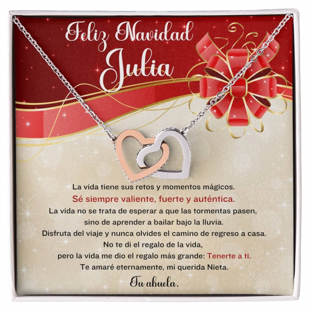 ✨ Collar de Corazones Entrelazados: Un Regalo de Amor Eterno para tu Querida Nieta en esta Navidad ✨ Jewelry Acabado Oro Blanco/Rosa Caja Estándar (Incluida) 