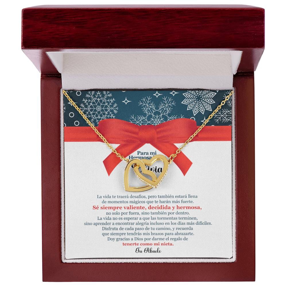 ✨ Collar de Corazones Entrelazados: Un Regalo en Navidad de Amor Eterno de Abuelo para Nieta ✨ Jewelry Acabado en Oro Amarillo de 18 quilates Caja de Lujo de Madera con luz LED 