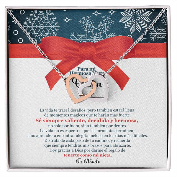 ✨ Collar de Corazones Entrelazados: Un Regalo en Navidad de Amor Eterno de Abuelo para Nieta ✨ Jewelry Acabado en Oro Blanco/Rosa Caja Estándar (Incluida) 