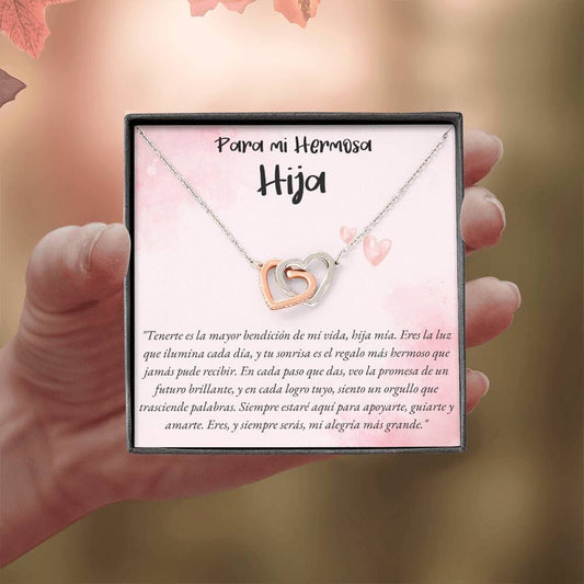 Collar de Dos Corazones Entrelazados en Caja de Regalo: Amor Eterno de Padre/Madre a Hija Jewelry 
