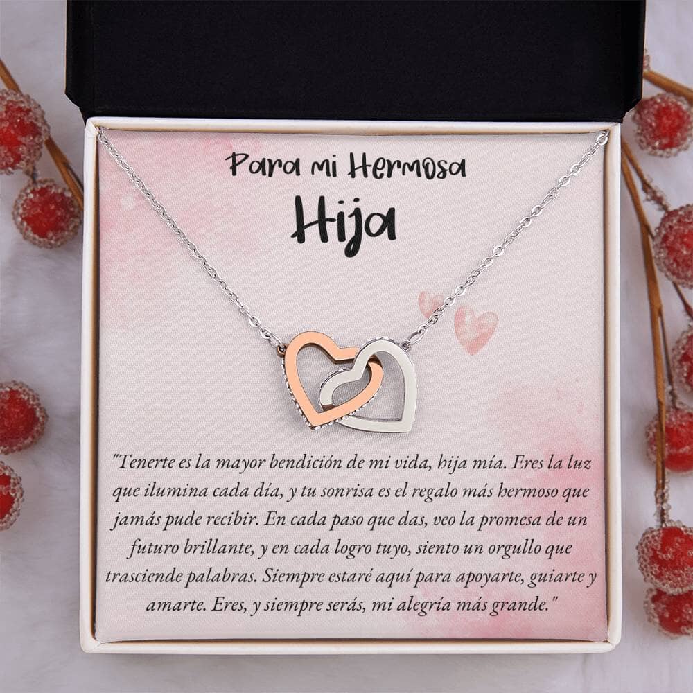 Collar de Dos Corazones Entrelazados en Caja de Regalo: Amor Eterno de Padre/Madre a Hija Jewelry 