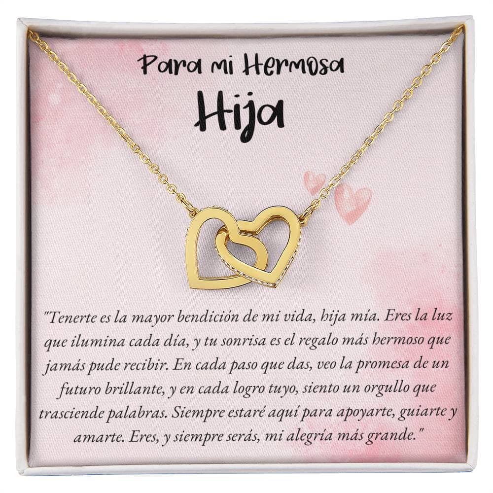 Collar de Dos Corazones Entrelazados en Caja de Regalo: Amor Eterno de Padre/Madre a Hija Jewelry Acabado en Oro Amarillo de 18 quilates Standard Box 
