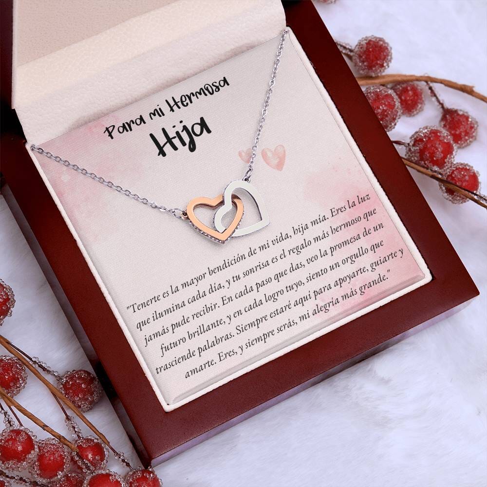 Collar de Dos Corazones Entrelazados en Caja de Regalo: Amor Eterno de Padre/Madre a Hija Jewelry 