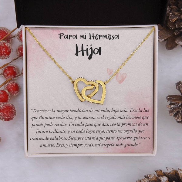 Collar de Dos Corazones Entrelazados en Caja de Regalo: Amor Eterno de Padre/Madre a Hija Jewelry 