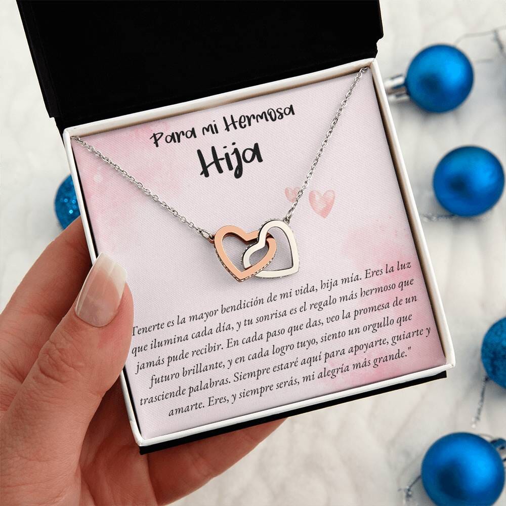 Collar de Dos Corazones Entrelazados en Caja de Regalo: Amor Eterno de Padre/Madre a Hija Jewelry 