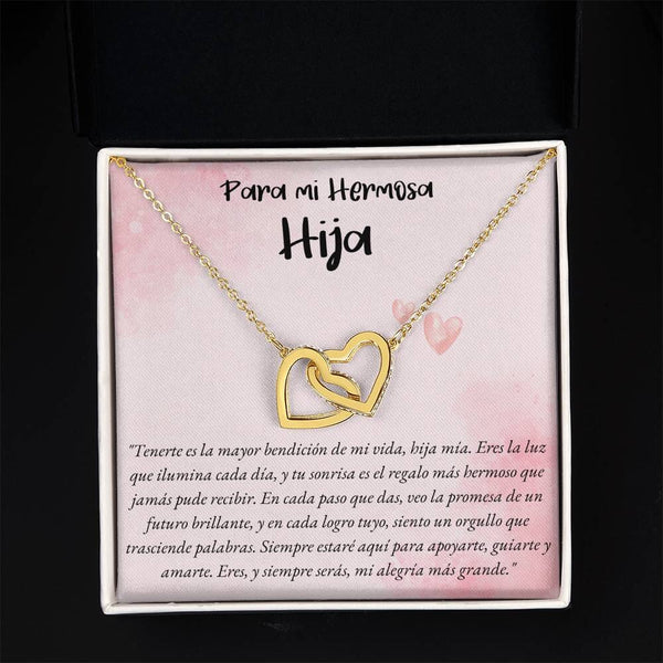 Collar de Dos Corazones Entrelazados en Caja de Regalo: Amor Eterno de Padre/Madre a Hija Jewelry 