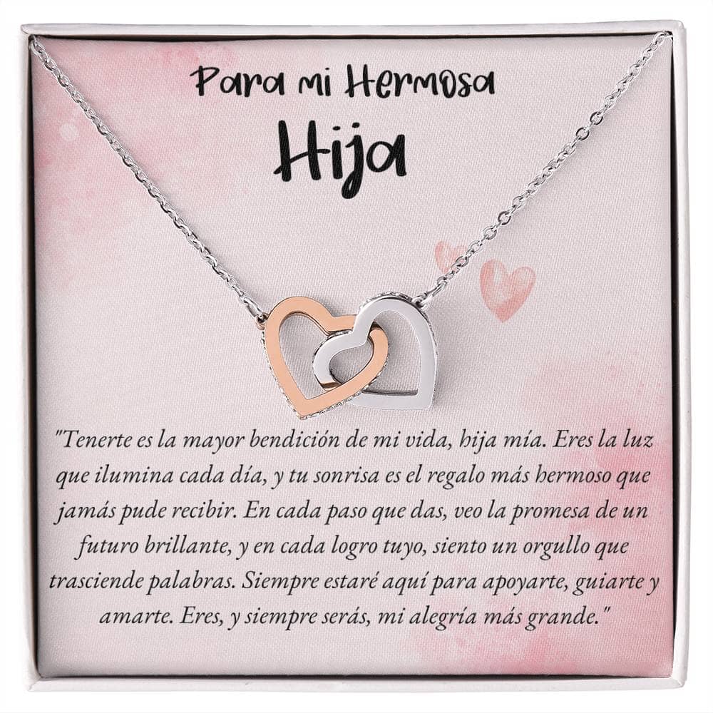 Collar de Dos Corazones Entrelazados en Caja de Regalo:(BONUS GRATIS) Jewelry Acabado en oro blanco de 14k Standard Box 