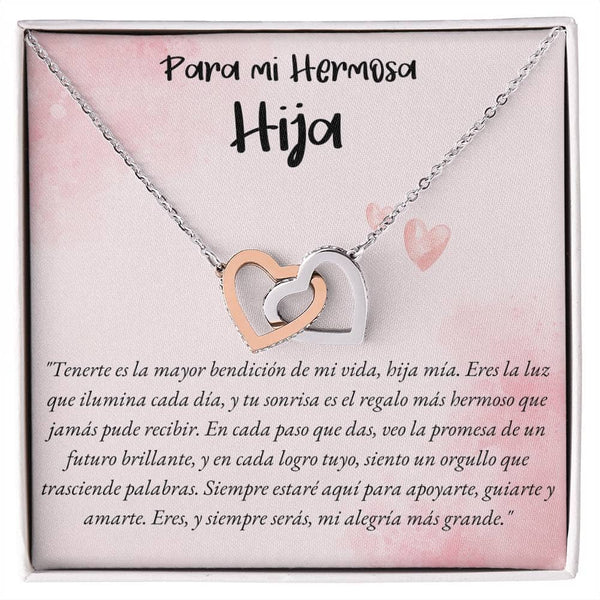 Collar de Dos Corazones Entrelazados en Caja de Regalo:(BONUS GRATIS) Jewelry Acabado en oro blanco de 14k Standard Box 