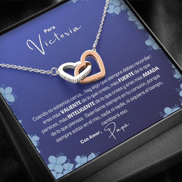 Collar de Regalo con mensaje para Hija, Nieta, Amiga… Collar con dos corazones Amor. Personalizable Jewelry Interlocking Heart Necklace 