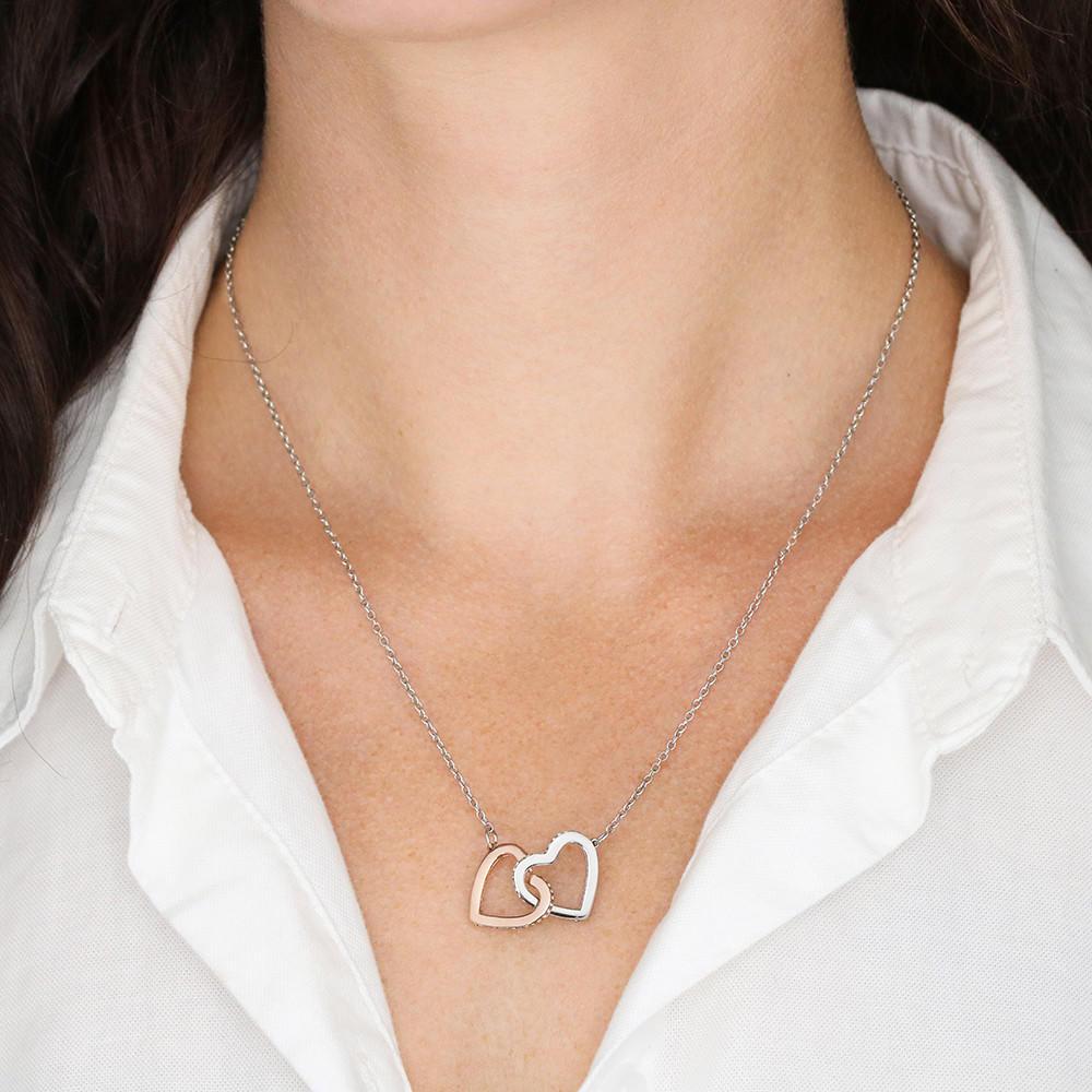 Collar de regalo cumpleaños para Hermana Mayor - Dos corazones con Circonia Cúbica Jewelry 
