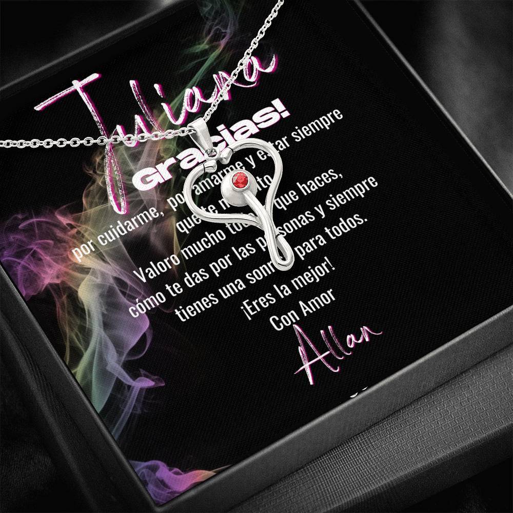 Collar Estetoscopio Swarovski® rojo certificado para enfermera, doctora, anestesista... Trabajadoras de la Salud Jewelry 