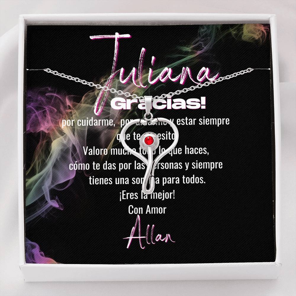 Collar Estetoscopio Swarovski® rojo certificado para enfermera, doctora, anestesista... Trabajadoras de la Salud Jewelry Acero Inoxidable Pulido a mano 