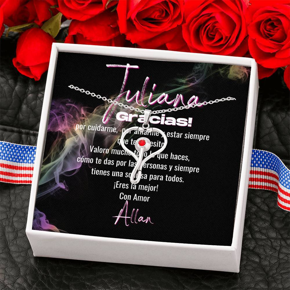 Collar Estetoscopio Swarovski® rojo certificado para enfermera, doctora, anestesista... Trabajadoras de la Salud Jewelry 