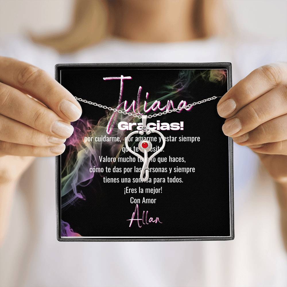 Collar Estetoscopio Swarovski® rojo certificado para enfermera, doctora, anestesista... Trabajadoras de la Salud Jewelry 