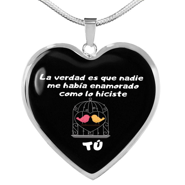Collar forma corazón: La verdad es que nadie me había enamorado como lo hiciste tú! - Fondo negro Jewelry 