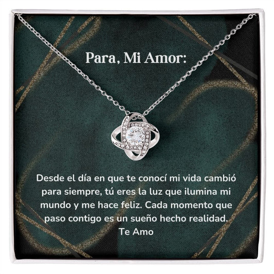 Collar Nudo de Amor - Desde el día en que te conocí mi vida cambió para siempre Jewelry/LoveKnot Acabado en oro blanco de 14 k Cajita Estandard (GRATIS) 