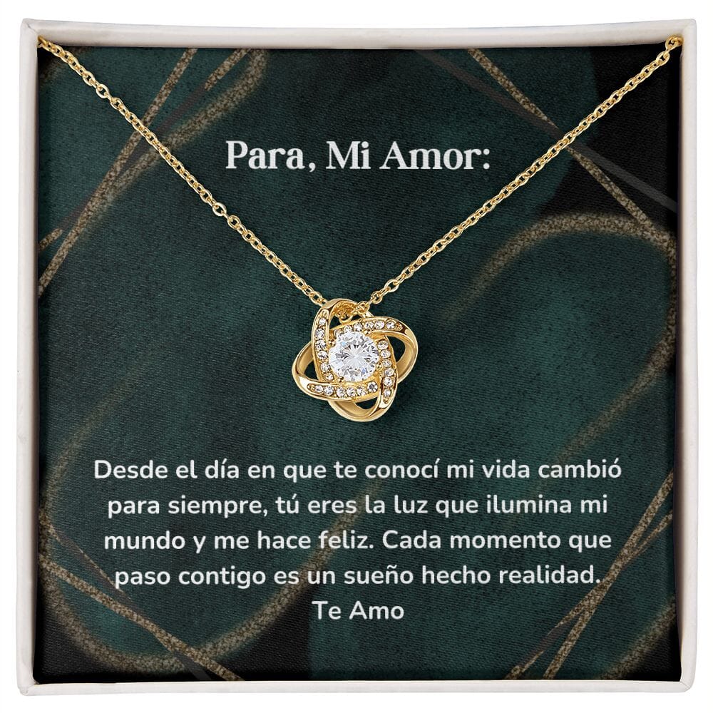 Collar Nudo de Amor - Desde el día en que te conocí mi vida cambió para siempre Jewelry/LoveKnot Acabado en Oro Amarillo de 18 quilates. Cajita Estandard (GRATIS) 