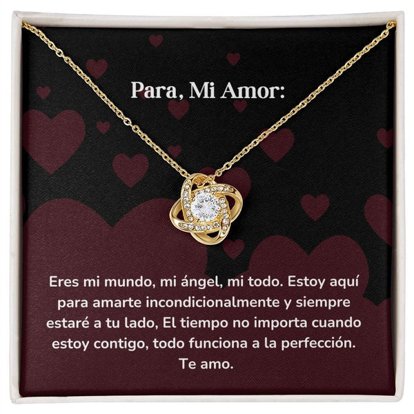 Collar Nudo de Amor - Eres mi mundo, mi ángel, mi todo. Jewelry ShineOn Fulfillment Acabado en Oro Amarillo de 18 quilates. Cajita Estandard (GRATIS) 