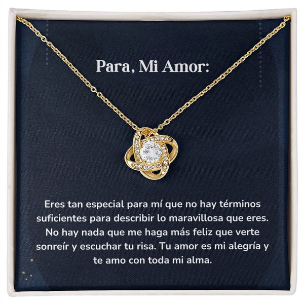 Collar Nudo de Amor - Eres tan especial para mí Jewelry/LoveKnot Acabado en Oro Amarillo de 18 quilates. Cajita Estandard (GRATIS) 