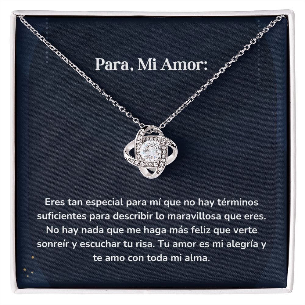 Collar Nudo de Amor - Eres tan especial para mí Jewelry/LoveKnot Acabado en oro blanco de 14 k Cajita Estandard (GRATIS) 