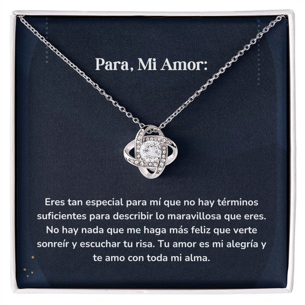 Collar Nudo de Amor - Eres tan especial para mí Jewelry/LoveKnot Acabado en oro blanco de 14 k Cajita Estandard (GRATIS) 