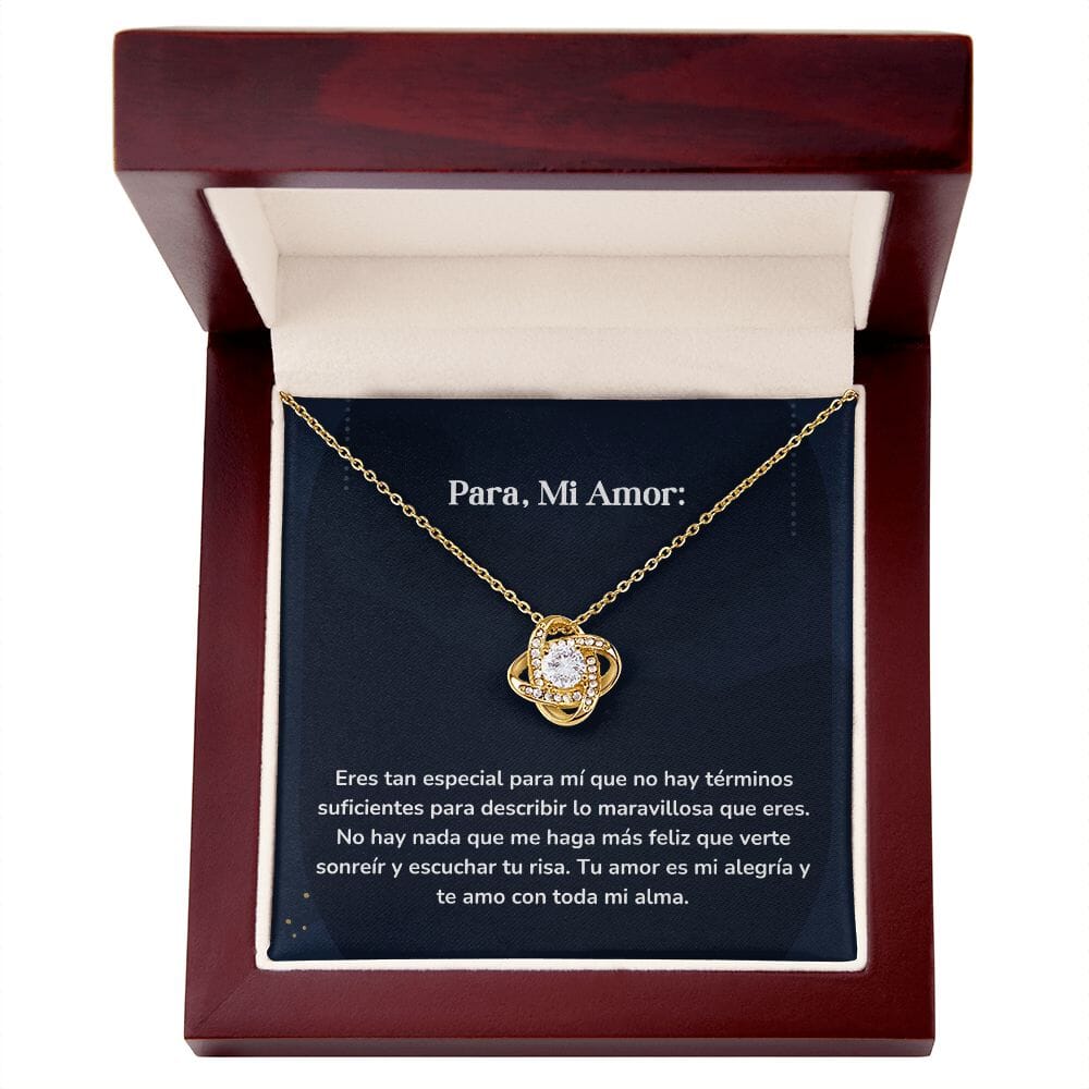 Collar Nudo de Amor - Eres tan especial para mí Jewelry ShineOn Fulfillment Acabado en Oro Amarillo de 18 quilates. Cajita de Lujo Madera con Luz Led 