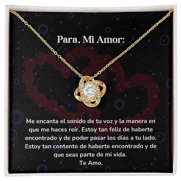 Collar Nudo de Amor - Me encanta el sonido de tu voz y la manera en que me haces reír. Jewelry ShineOn Fulfillment Acabado en Oro Amarillo de 18 quilates. Cajita Estandard (GRATIS) 